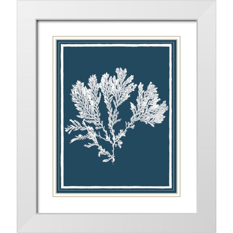 Indigo Seas I White Modern Wood Framed Art Print with Double Matting by Lawrence, David