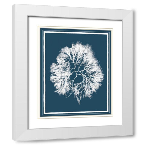 Indigo Seas IV White Modern Wood Framed Art Print with Double Matting by Lawrence, David