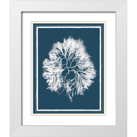 Indigo Seas IV White Modern Wood Framed Art Print with Double Matting by Lawrence, David