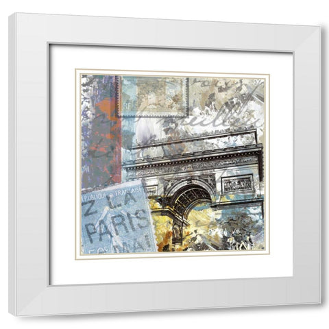 Paris ArcÂ Â Â   White Modern Wood Framed Art Print with Double Matting by Chilton, Sarah