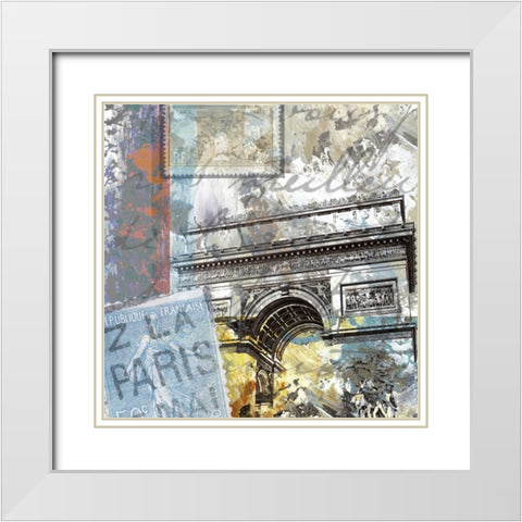 Paris ArcÂ Â Â   White Modern Wood Framed Art Print with Double Matting by Chilton, Sarah