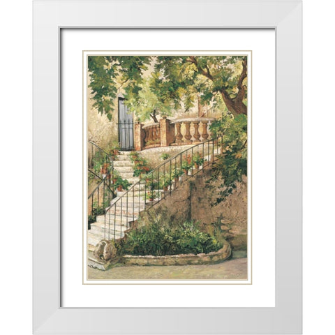 Courtyard in Provence White Modern Wood Framed Art Print with Double Matting by Duvall, Roger