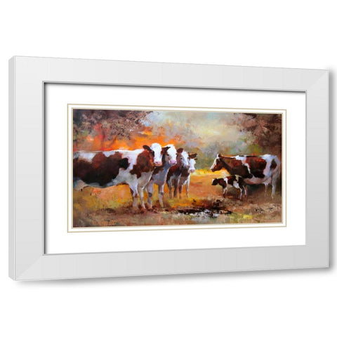 Calf White Modern Wood Framed Art Print with Double Matting by Haenraets, Willem