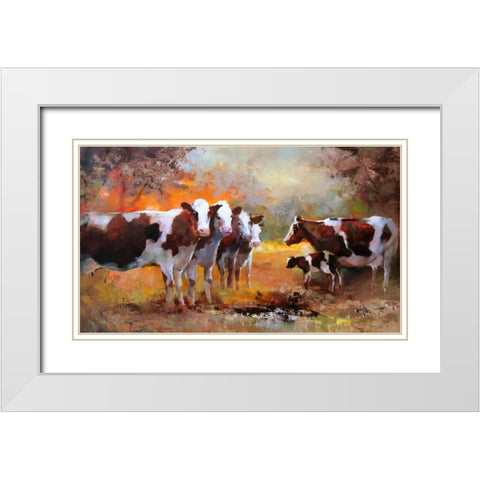 Calf White Modern Wood Framed Art Print with Double Matting by Haenraets, Willem