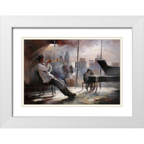 Trumpeter White Modern Wood Framed Art Print with Double Matting by Haenraets, Willem