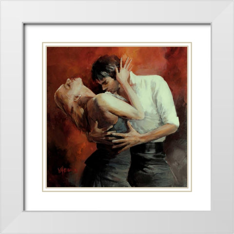 Tango Passion White Modern Wood Framed Art Print with Double Matting by Haenraets, Willem