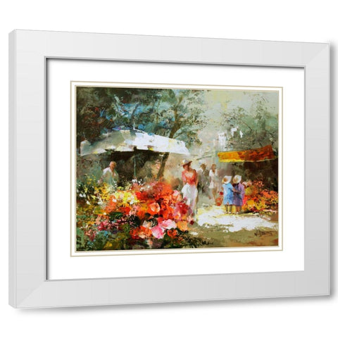Market Place II White Modern Wood Framed Art Print with Double Matting by Haenraets, Willem
