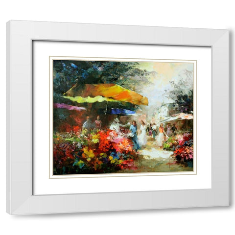 Market Place III White Modern Wood Framed Art Print with Double Matting by Haenraets, Willem