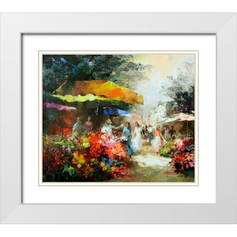 Market Place III White Modern Wood Framed Art Print with Double Matting by Haenraets, Willem