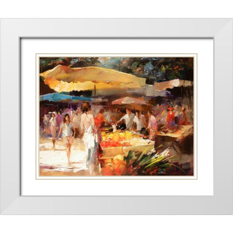 Market Place IV White Modern Wood Framed Art Print with Double Matting by Haenraets, Willem