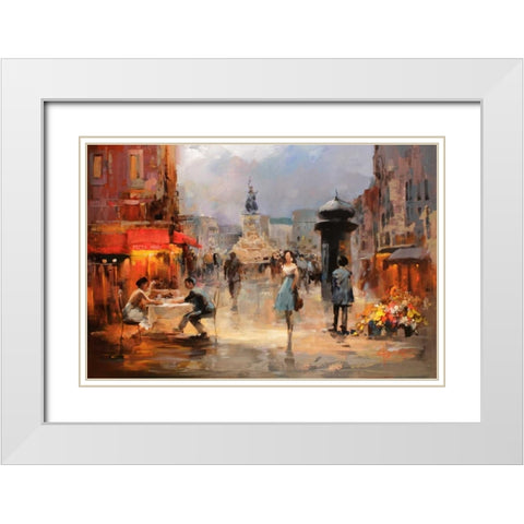 Cafe Rouge I White Modern Wood Framed Art Print with Double Matting by Haenraets, Willem