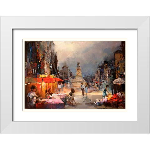 Cafe Rouge II White Modern Wood Framed Art Print with Double Matting by Haenraets, Willem