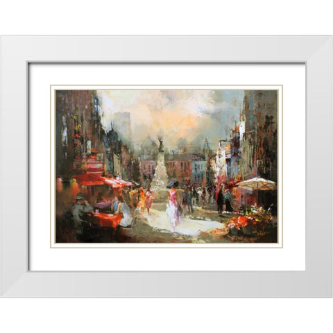 Cafe Rouge III White Modern Wood Framed Art Print with Double Matting by Haenraets, Willem