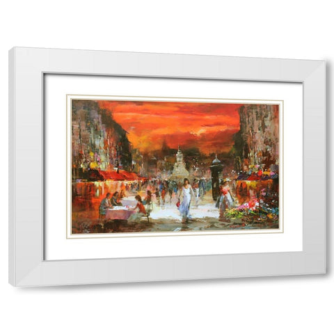 Cafe Rouge IV White Modern Wood Framed Art Print with Double Matting by Haenraets, Willem