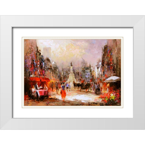 Cafe Rouge V White Modern Wood Framed Art Print with Double Matting by Haenraets, Willem