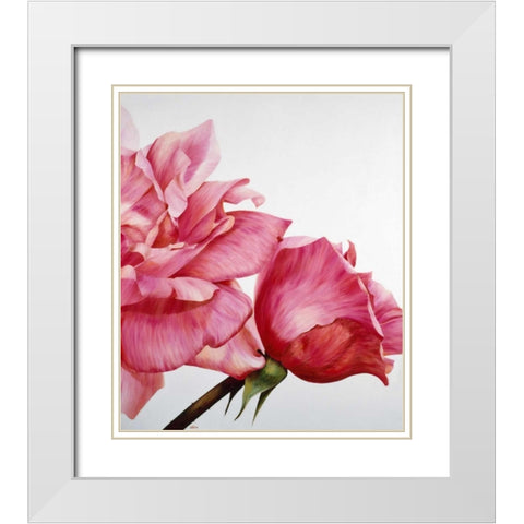 Pink Twin II White Modern Wood Framed Art Print with Double Matting by Poelstra-Holzhaus, Yvonne
