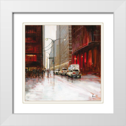 Red Fusion I White Modern Wood Framed Art Print with Double Matting by Luc