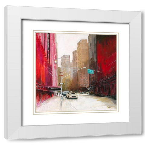 Red Fusion II White Modern Wood Framed Art Print with Double Matting by Luc