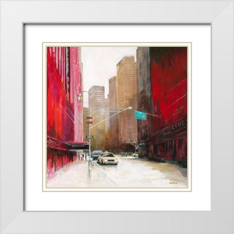 Red Fusion II White Modern Wood Framed Art Print with Double Matting by Luc