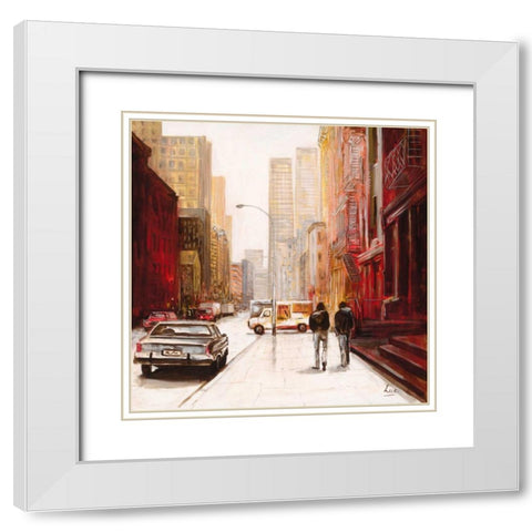 Red Fusion III White Modern Wood Framed Art Print with Double Matting by Luc
