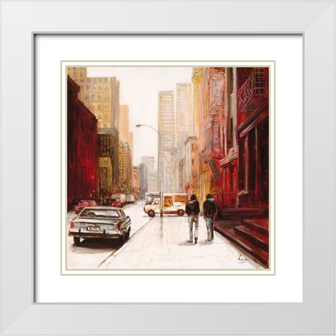 Red Fusion III White Modern Wood Framed Art Print with Double Matting by Luc