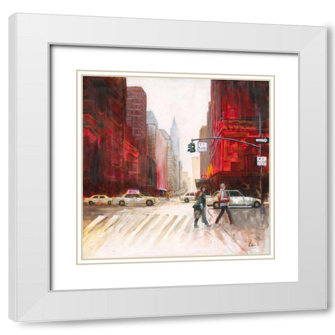 Red Fusion IV White Modern Wood Framed Art Print with Double Matting by Luc