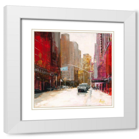 Red Fusion V White Modern Wood Framed Art Print with Double Matting by Luc
