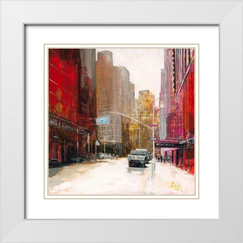 Red Fusion V White Modern Wood Framed Art Print with Double Matting by Luc