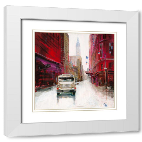 Red Fusion VI White Modern Wood Framed Art Print with Double Matting by Luc