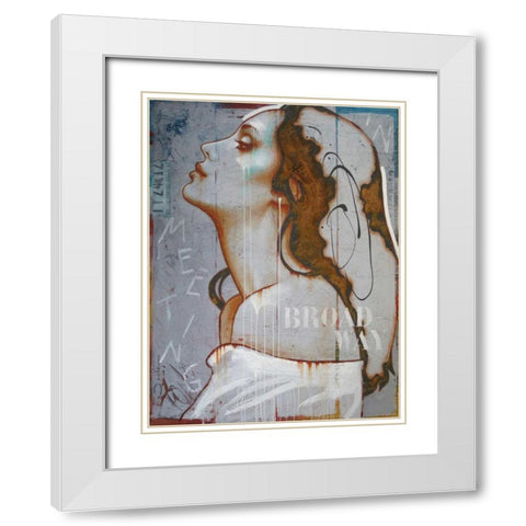 Meeting in Broadway White Modern Wood Framed Art Print with Double Matting by Jochem, Hans