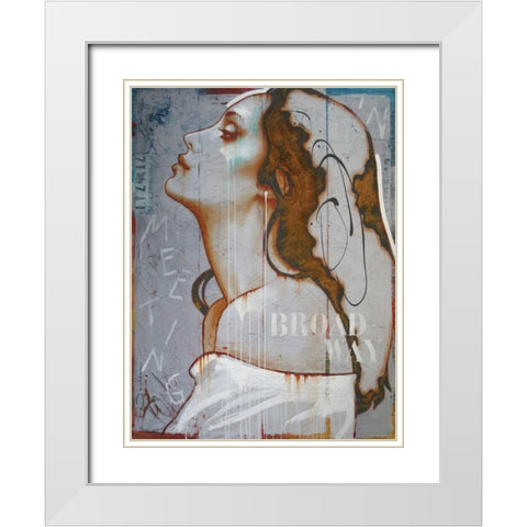 Meeting in Broadway White Modern Wood Framed Art Print with Double Matting by Jochem, Hans