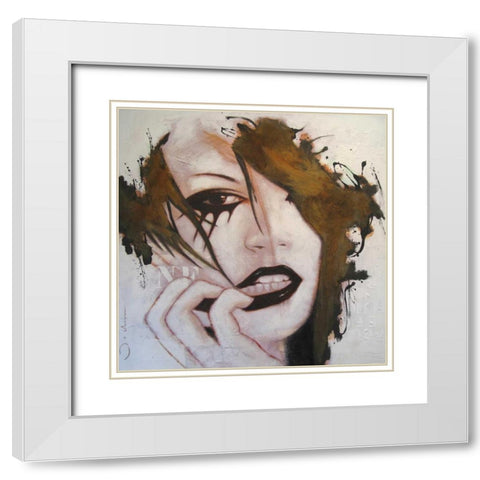 Think it over White Modern Wood Framed Art Print with Double Matting by Jochem, Hans