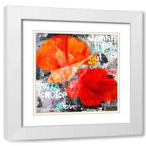 Poppy Story I White Modern Wood Framed Art Print with Double Matting by Baker, Micha
