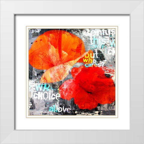 Poppy Story I White Modern Wood Framed Art Print with Double Matting by Baker, Micha