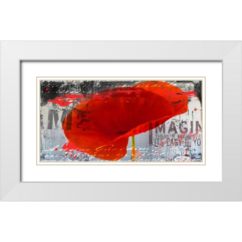 Poppy Story III White Modern Wood Framed Art Print with Double Matting by Baker, Micha