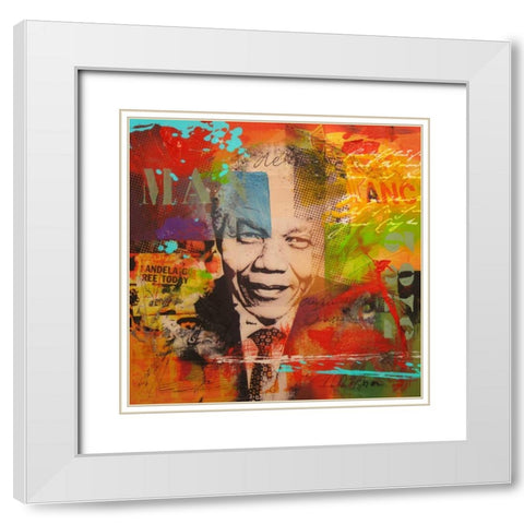 Mandela White Modern Wood Framed Art Print with Double Matting by Baker, Micha