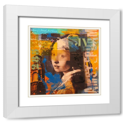 Girl White Modern Wood Framed Art Print with Double Matting by Baker, Micha
