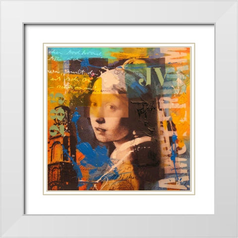 Girl White Modern Wood Framed Art Print with Double Matting by Baker, Micha