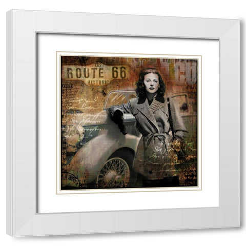 Route 66 White Modern Wood Framed Art Print with Double Matting by Baker, Micha