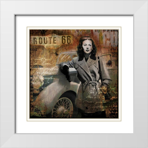 Route 66 White Modern Wood Framed Art Print with Double Matting by Baker, Micha