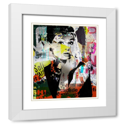 Audrey White Modern Wood Framed Art Print with Double Matting by Baker, Micha