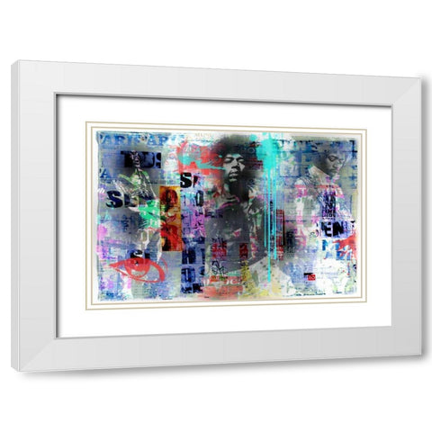 Jimmy Hendrix White Modern Wood Framed Art Print with Double Matting by Baker, Micha