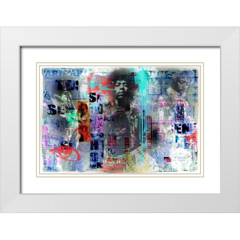 Jimmy Hendrix White Modern Wood Framed Art Print with Double Matting by Baker, Micha