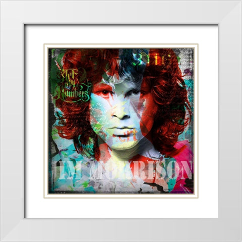 Jim Morrison White Modern Wood Framed Art Print with Double Matting by Baker, Micha
