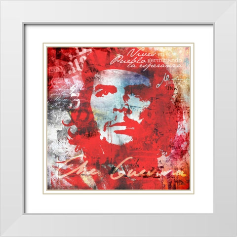 Che White Modern Wood Framed Art Print with Double Matting by Baker, Micha