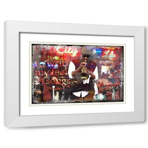 Jazz White Modern Wood Framed Art Print with Double Matting by Baker, Micha