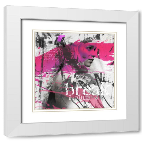 Break the rules White Modern Wood Framed Art Print with Double Matting by Baker, Micha