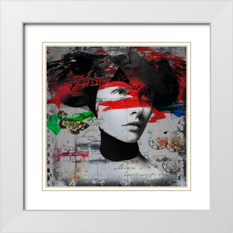 Graceful White Modern Wood Framed Art Print with Double Matting by Baker, Micha