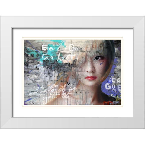 Asia love White Modern Wood Framed Art Print with Double Matting by Baker, Micha