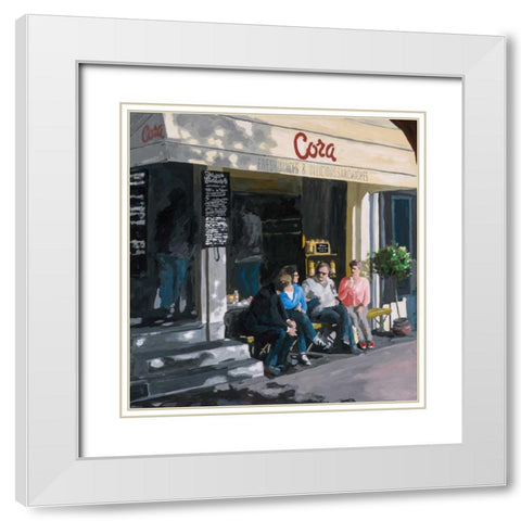 Cora White Modern Wood Framed Art Print with Double Matting by Hofstra,HJ